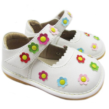 White Squeaky Shoes Girl Small Flowers